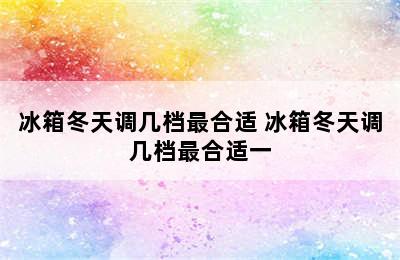 冰箱冬天调几档最合适 冰箱冬天调几档最合适一